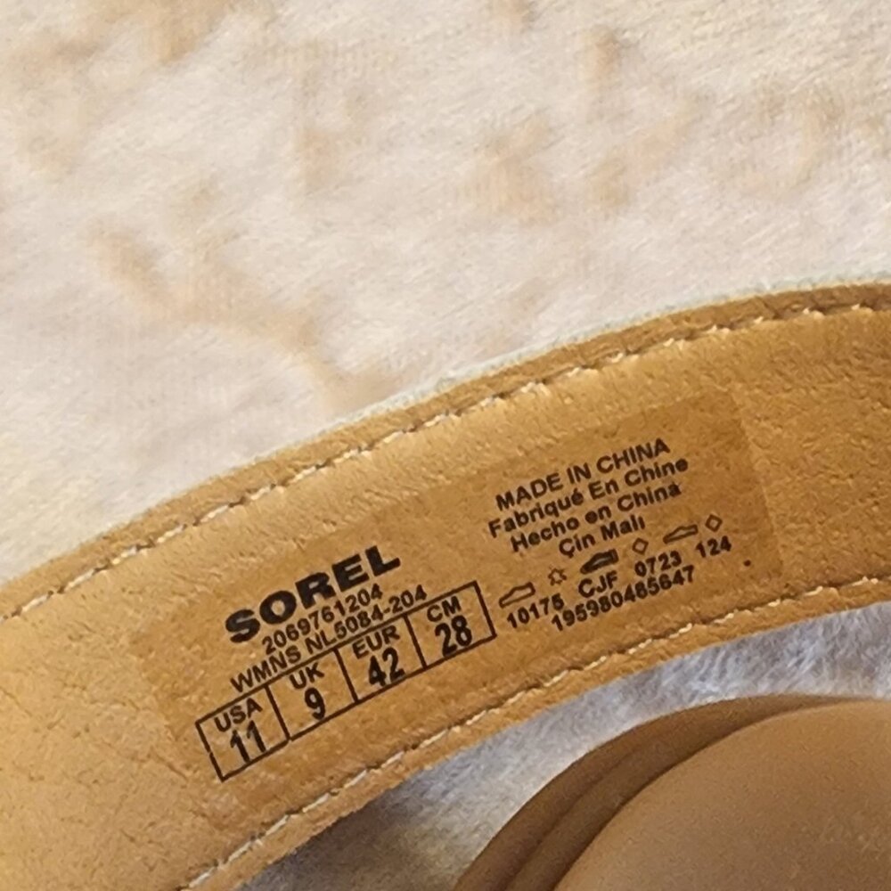 Sorel Womens Joanie Block-Heel Lug- Warm Gold, Gum 2 11M - A041 - Picture 5 of 9